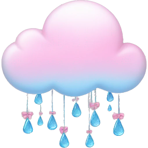 cloud raining pink bows emoji