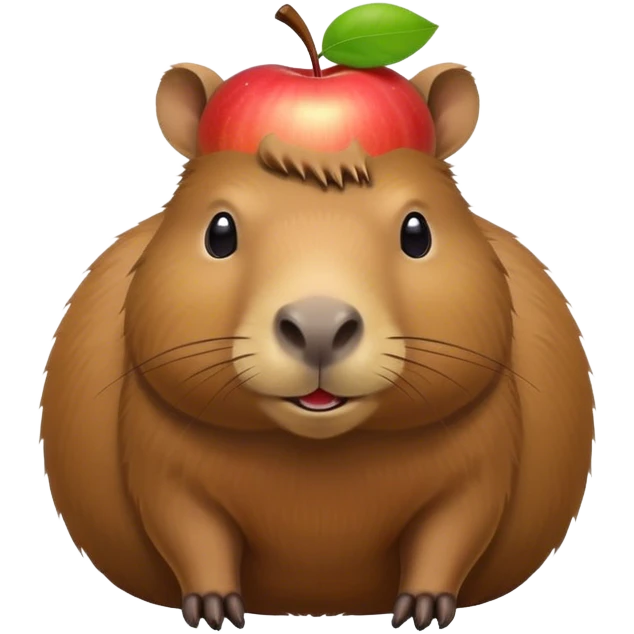 A capybara with an apple on its head emoji