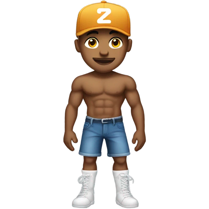 Muscle young man with snapback hat and use a shirt emoji