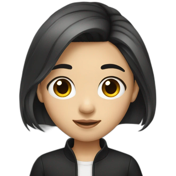 Chinese teen with middle part black and slightly curvy hairs emoji