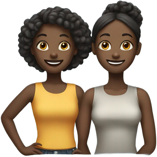 two black girls talking and smiling  emoji
