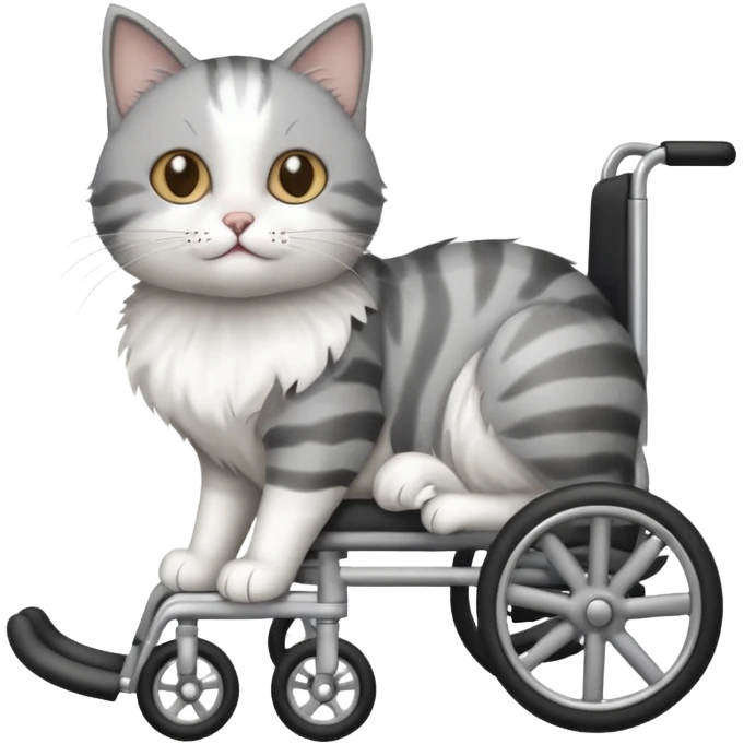 cat in a wheelchair designed for cats emoji