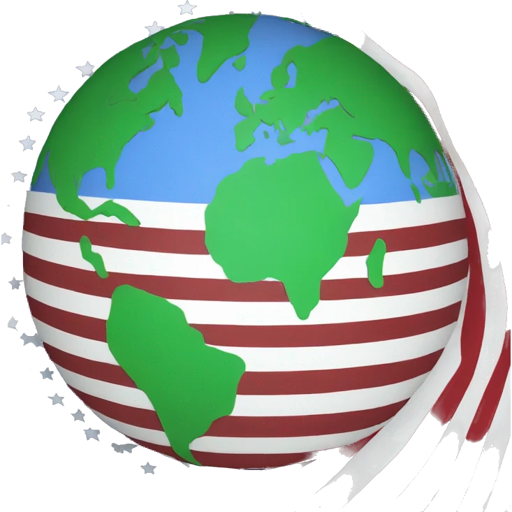 Earth with usa flag behind it emoji
