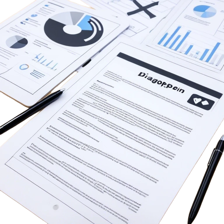 several documents with text and diagrams emoji