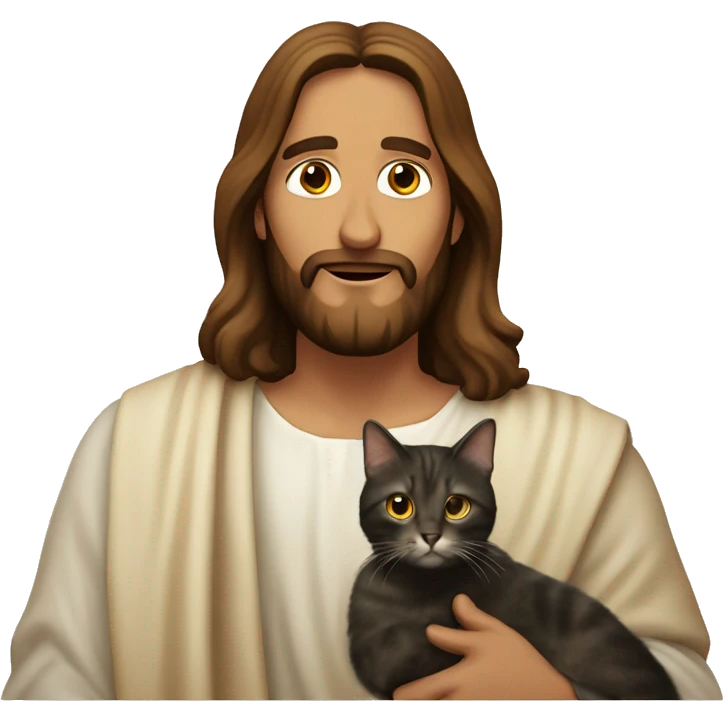 jesus holding a tortoiseshell cat emoji