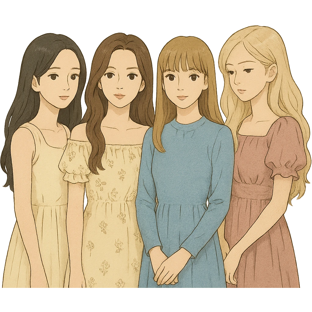 Blackpink K-pop girl group four members dreamy and elegant emoji