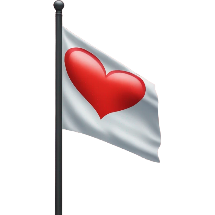 A flag with a red heart instead of a mast  emoji