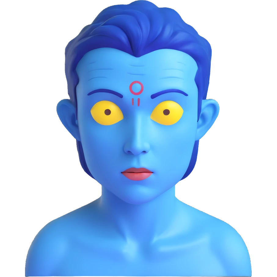 A blue person standing with a faint blue aura around them, representing poor aura. emoji