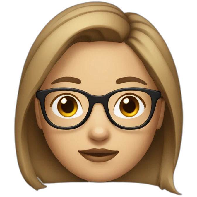 girl with round glasses and light brown hair wolf cut style emoji