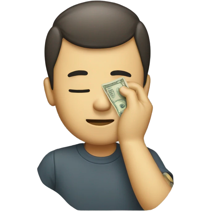 Wiping tears with money emoji