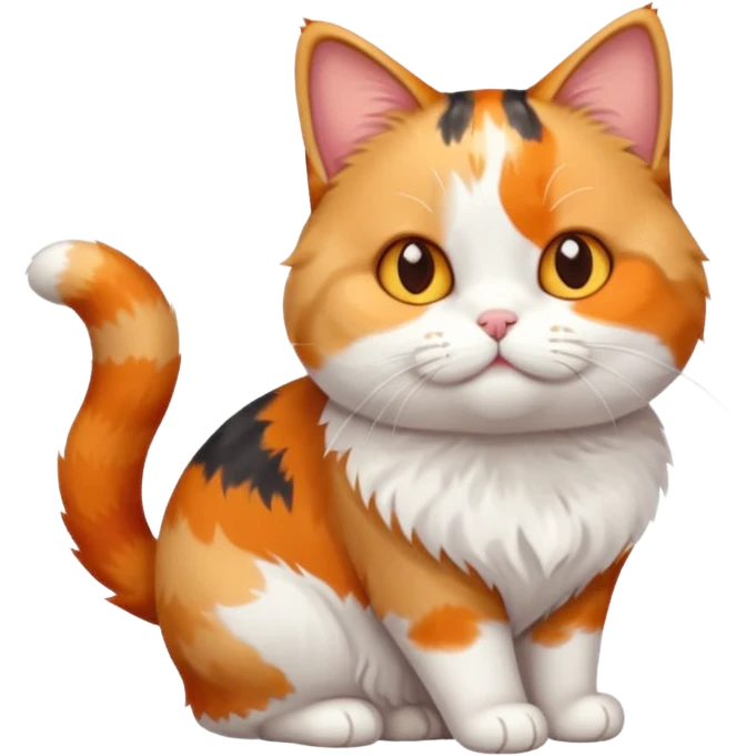 full body calico cat with small head and short but chubby body emoji