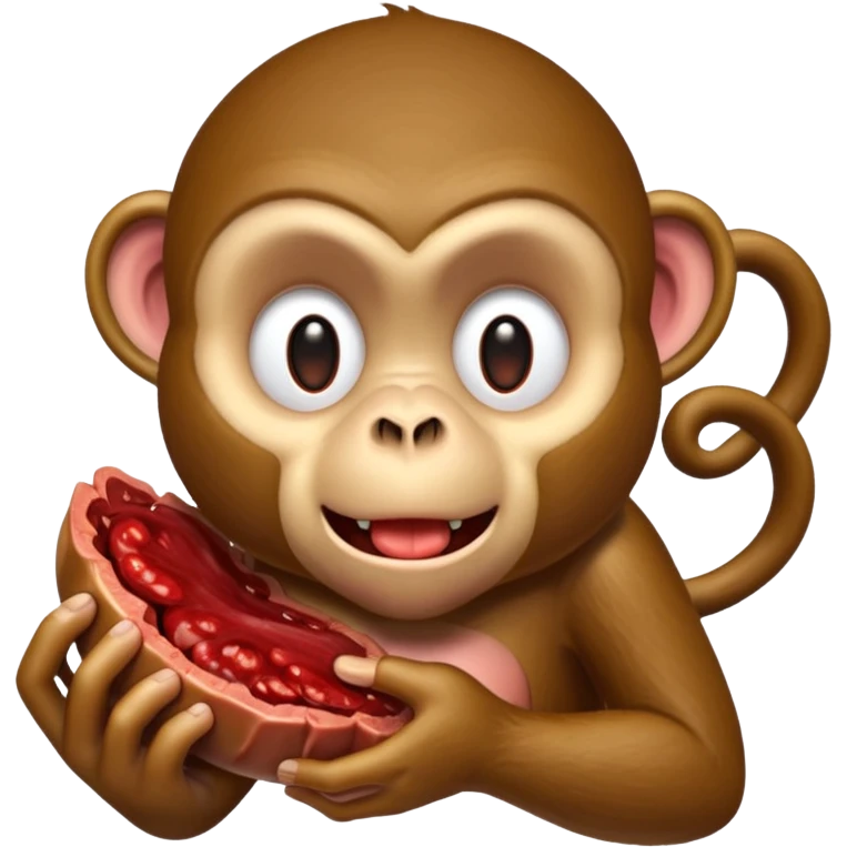 Make a monkey eating a raw organ emoji