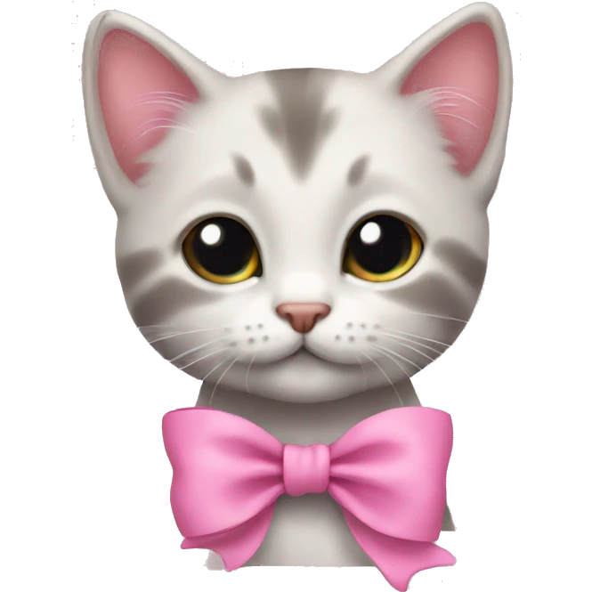 kitten in pink bow emoji