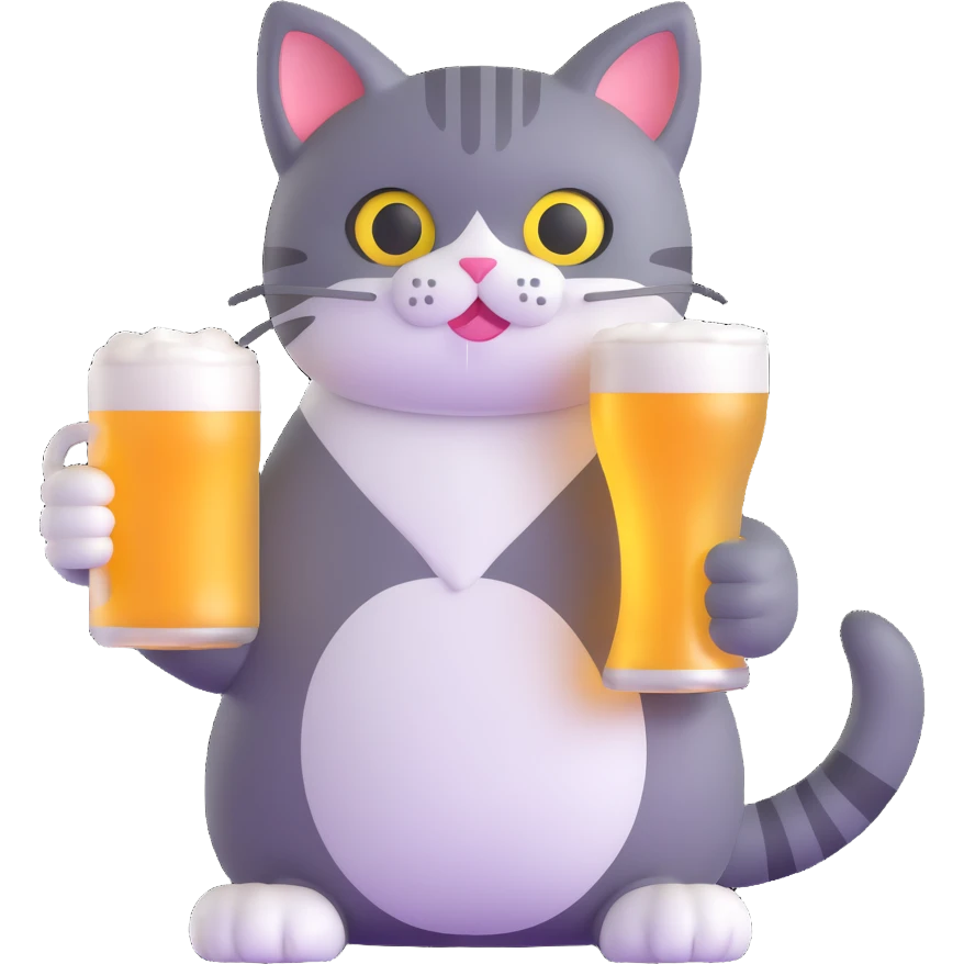 cat holding a beer emoji