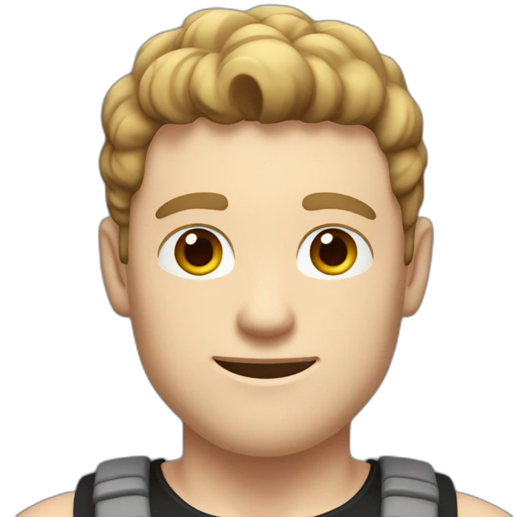 Pale skinned Fit Man With the biceps and brown hair in black shirt and gray shorts emoji