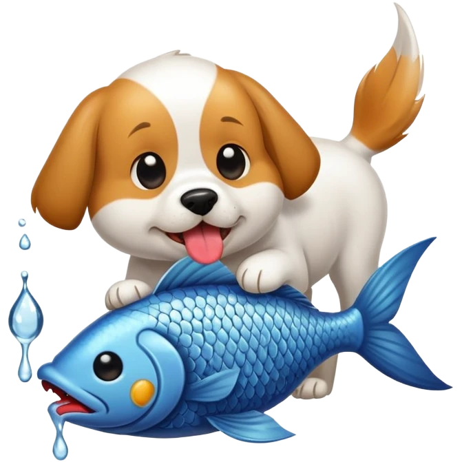 dog licking fish’s body emoji