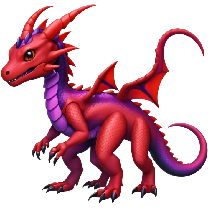 Cute Shiny iridescent Guilmon-Salandit-Fakémon-hybrid-creature (full body)  emoji