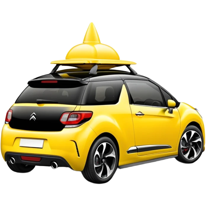 Yellow car Citroen DS3 black roof emoji