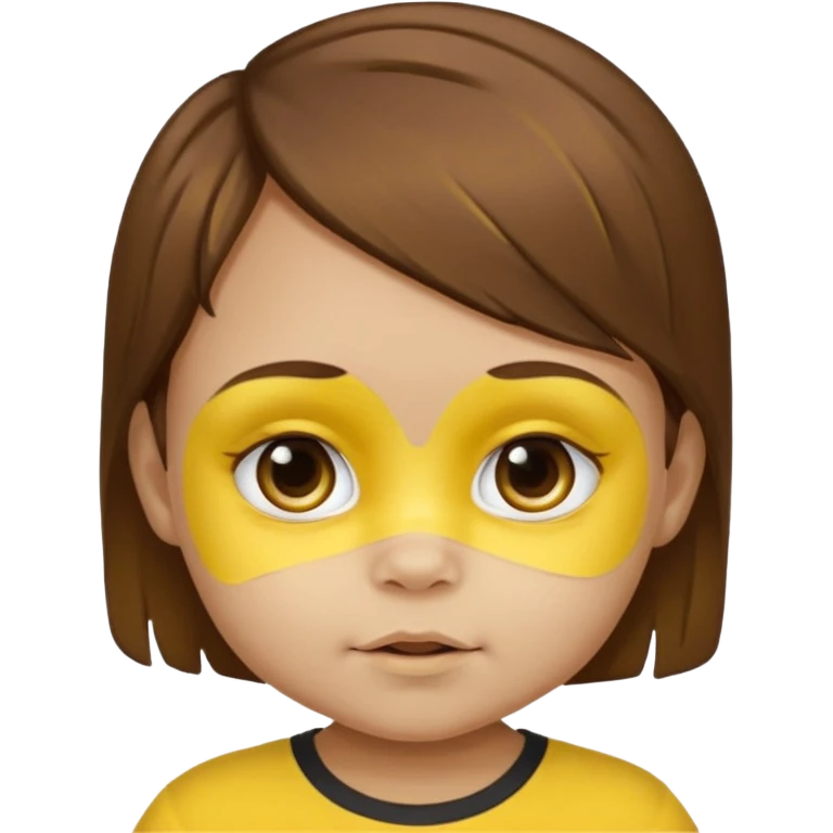 brown hair baby with yellow face paint and yellow shirt emoji