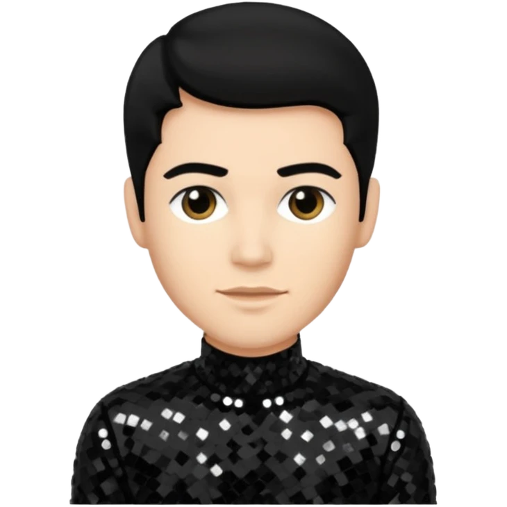 Neil McCormick from Mysterious Skin with light skin, black hair, black sequin outfit emoji