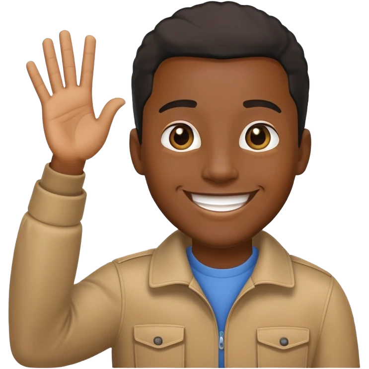 Black guy waving hi emoji