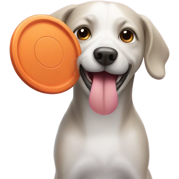 Dog with a frisbee in his mouth emoji