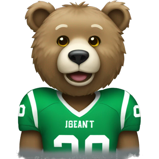 Bear using a green and white football jersey emoji