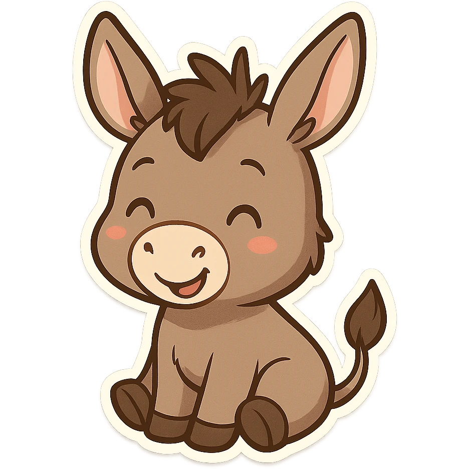 chibi cartoon sticker of a Kurdish donkey (مەڕ), cute and cheerful style emoji