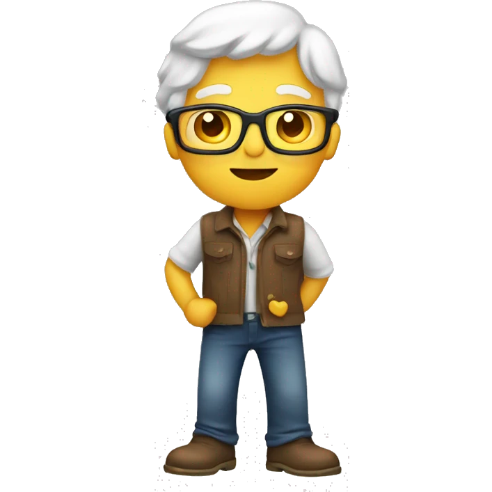 a person stand and hello come from camera  emoji