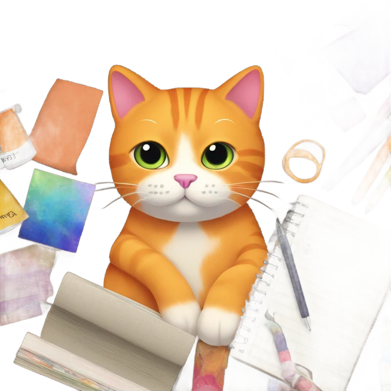 Orange cat junk journaling emoji