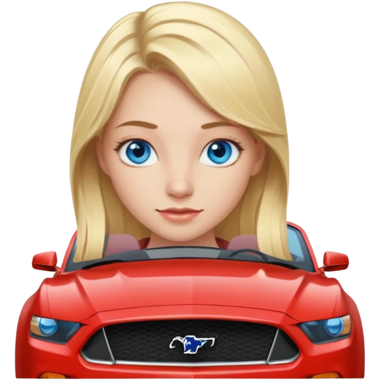 Blonde girl with blue eyes in Mustang  emoji