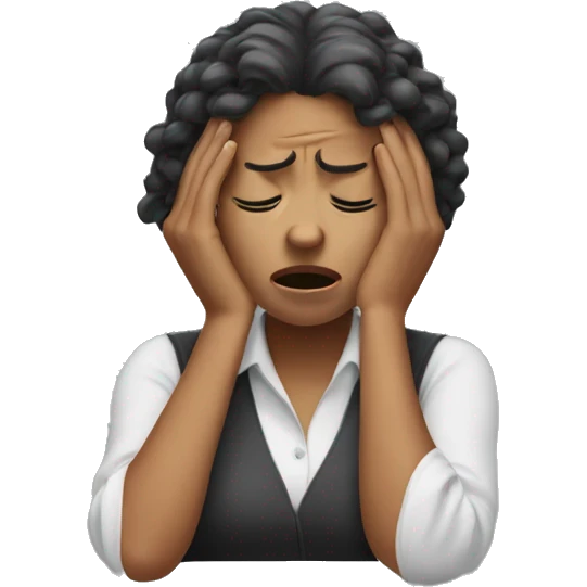 frustrated woman with hands on her head emoji