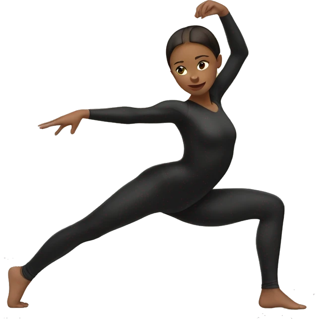 Girl in a black leotard doing a split emoji