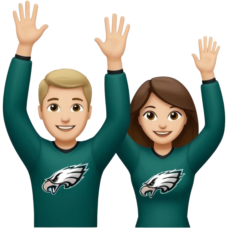 White man and woman Philadelphia Eagles fans high five  emoji
