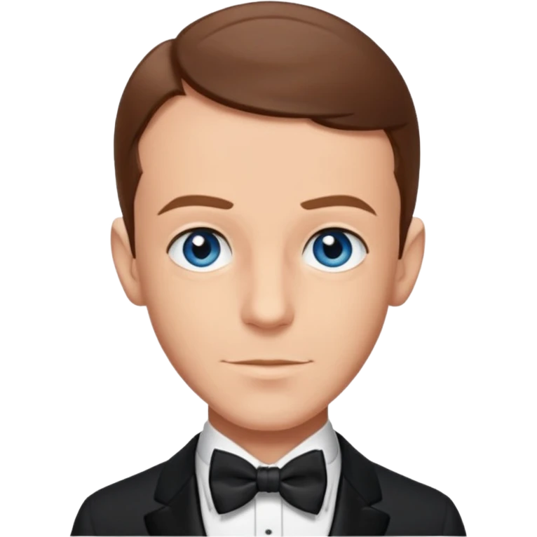 Fred Astaire with brown hair, blue eyes, black suit with bow tie emoji