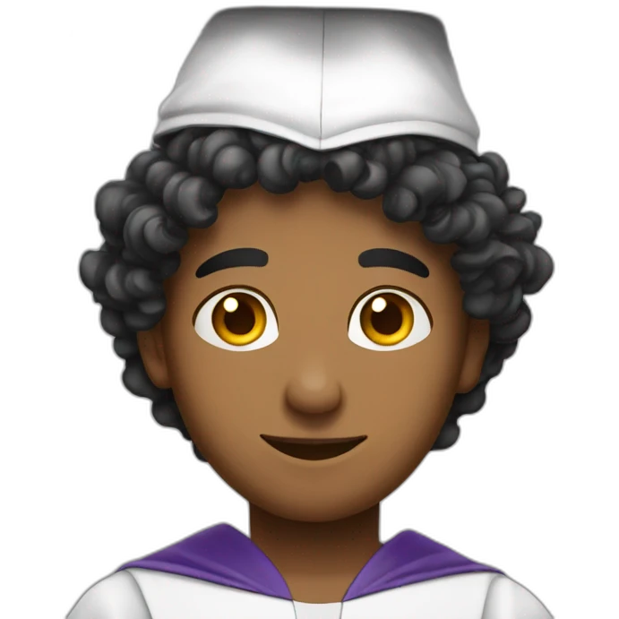 Arabic boy with curl and must graduation cap emoji
