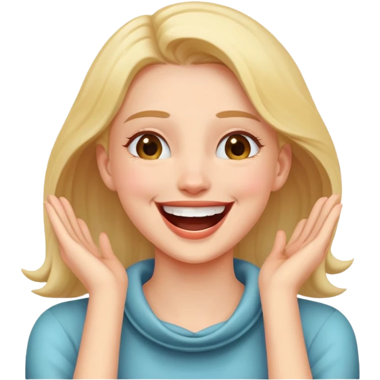 girl with her hands around her neck laughing  emoji