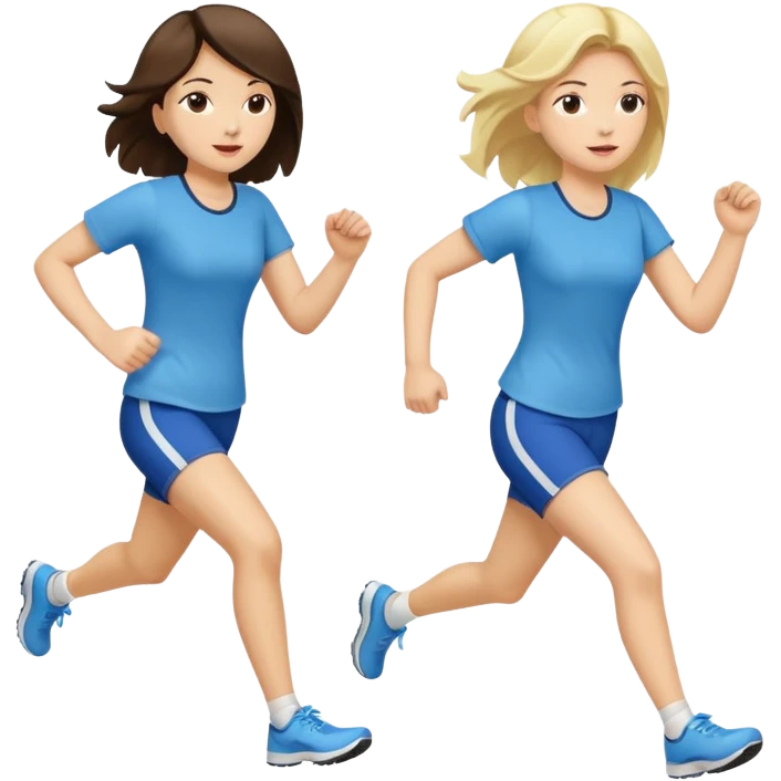 I want 2 women holding hands running in same direction, one is brunette, one is blonde emoji