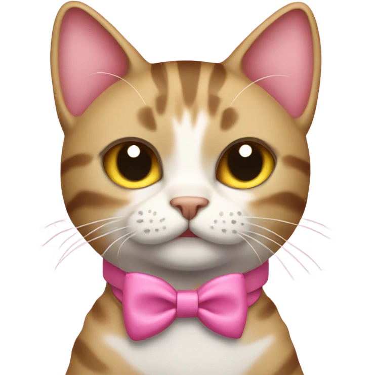 Tabby cat full body pink bow collar emoji