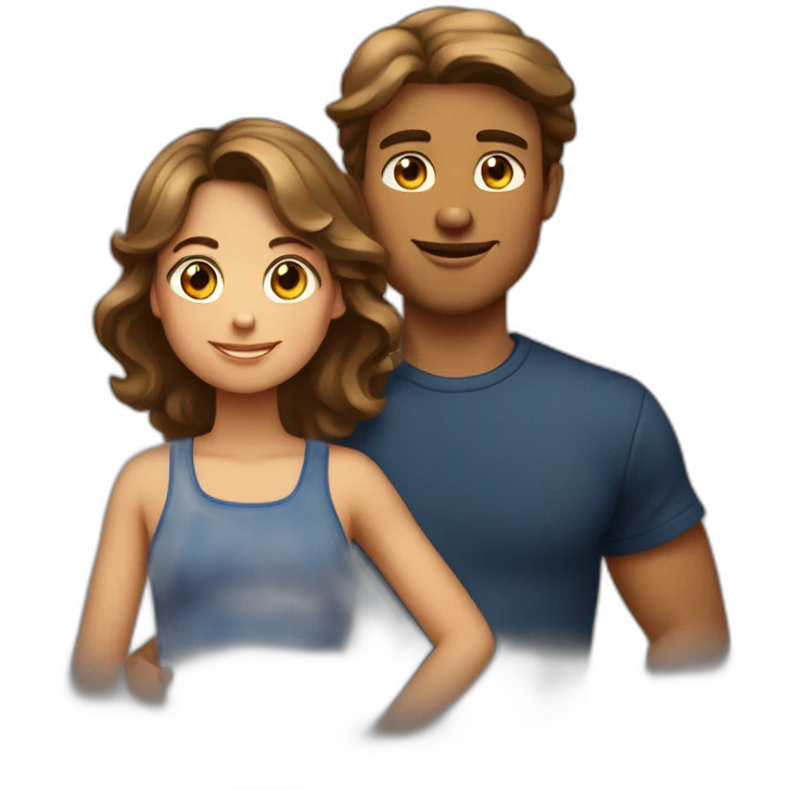 Garcon américain brun avec fille française chatain emoji