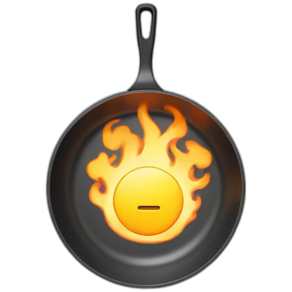 flaming microprocessor in a frying pan emoji