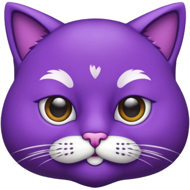 Gato roxo com olhos preto e brand emoji