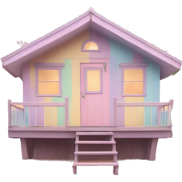 Pastel aesthetic beach hut emoji