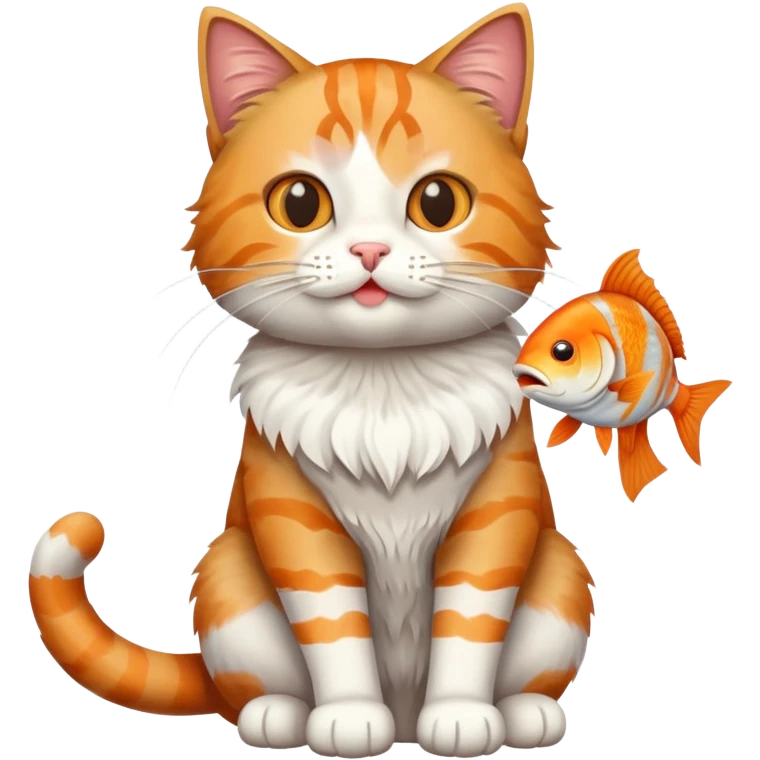 cat full body sitting with a fish in its mouth emoji