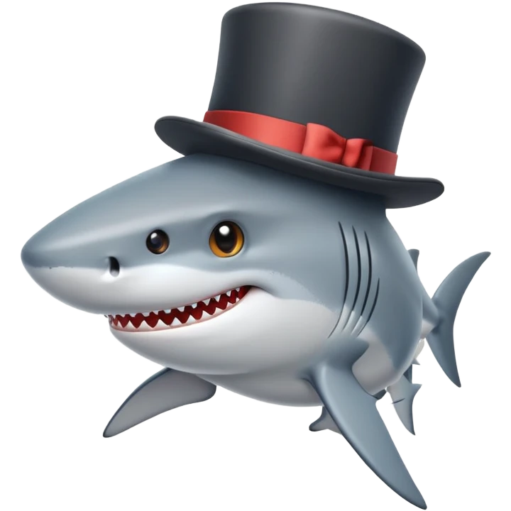 Shark with a top hat emoji