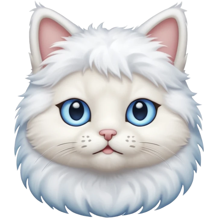 Teddy cat with white fur and blue eyes iOS style emoji