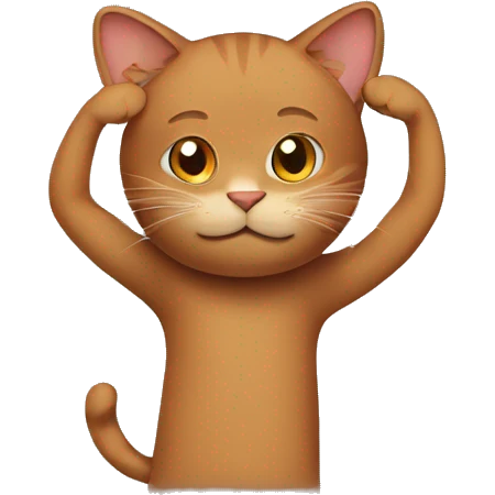 Brown cat covers his head with his paws emoji