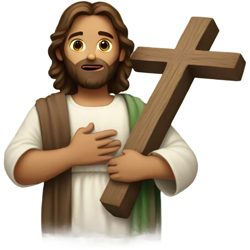 Jesus holding a cross and bible emoji