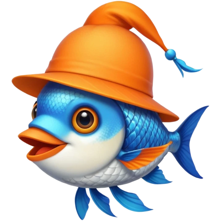 fish with orange feathered hats emoji