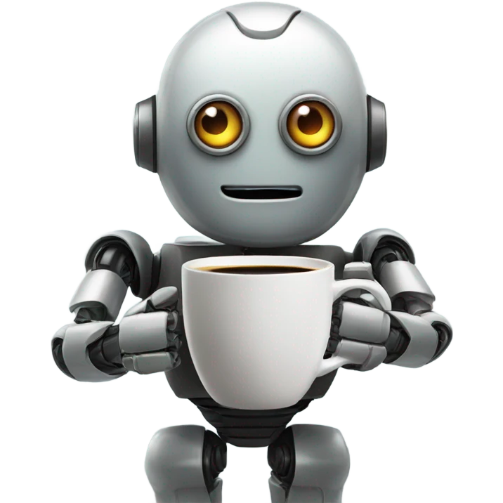 robot with a cup of coffee emoji